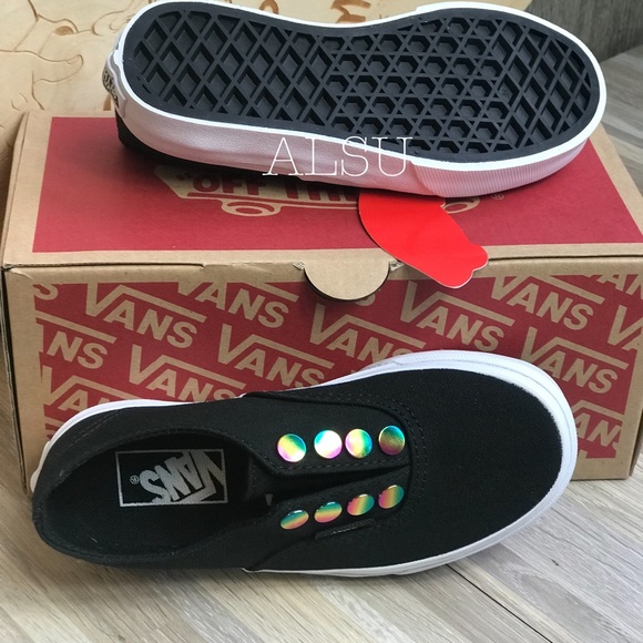 VANS Authentic Gore Rainbow🌈Eyelet Black Kid’s - Picture 6 of 7